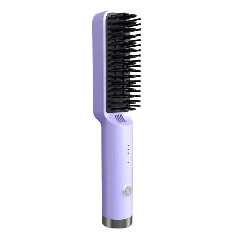 Portable Electric Hair Straightener Rechargeable Hair Straightener Brush Fashionable Negative Ion Straightening Comb Hair Brush