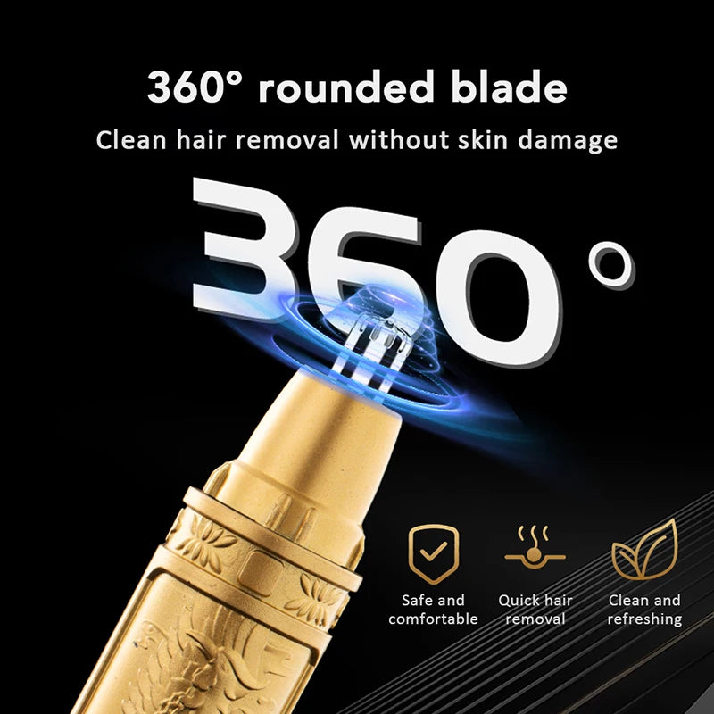 Gold Ear And Nose Hair Trimmer For Men 360 Rotating Dual-Blade Electric Shaver Professional Ear Nose Hair Clipper Razor Facial H