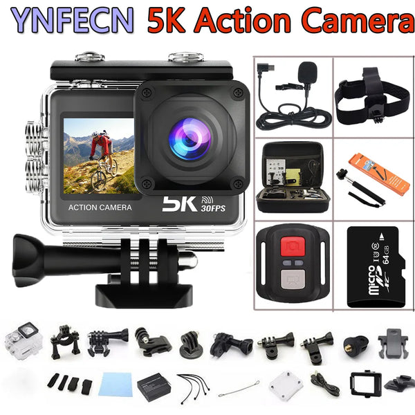 YNFECN C1S 5K 30fps Action Camera 4K 60FPS DVR  Sports Camcorder go Waterroof WIFI Cam Pro