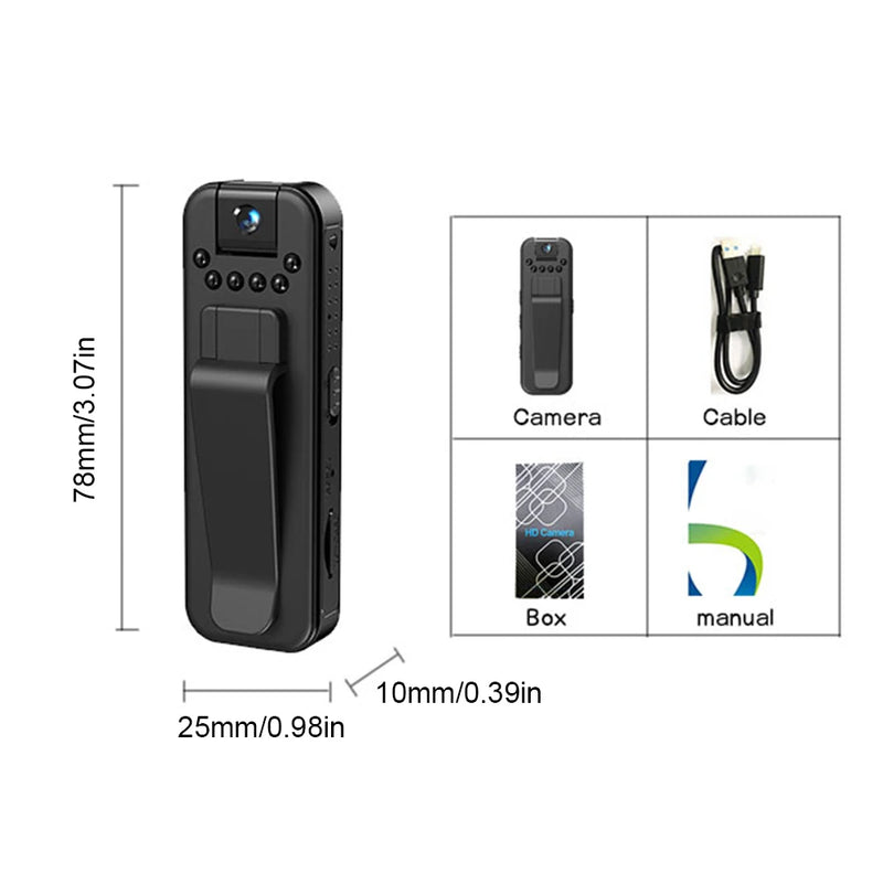 500W Pixel 1080P Action Camera HD Recorder WiFi Connection Intelligent Surveillance Device Night Camera with Back Clip