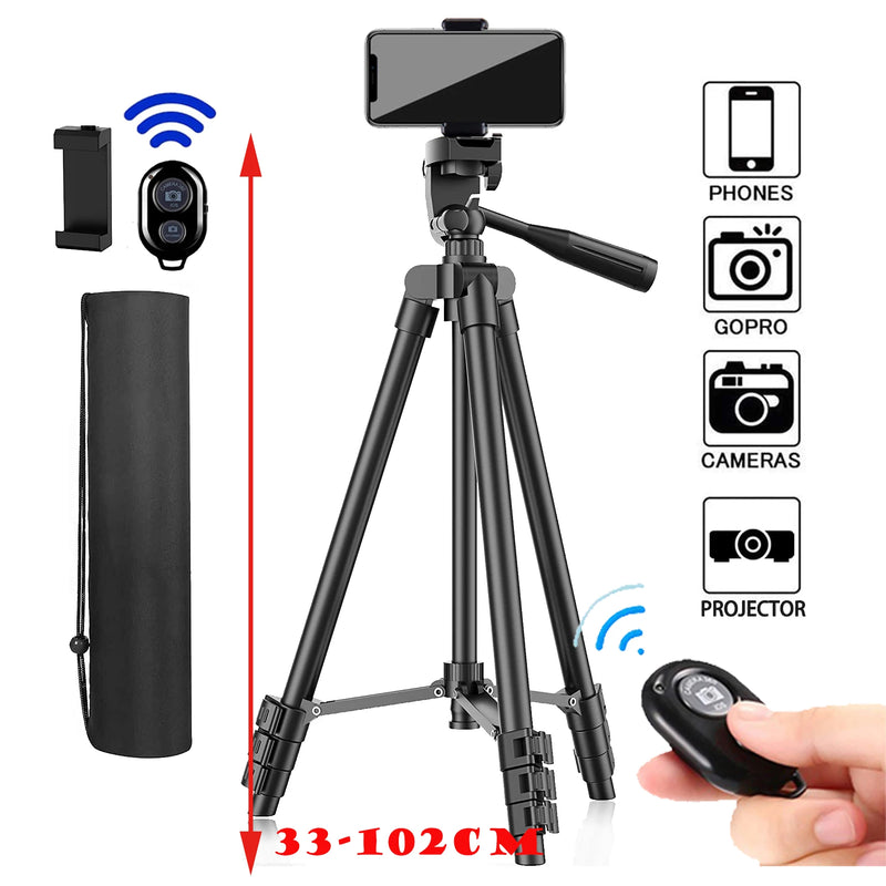 NA-3120 Phone Tripod Stand 102cm Universal DSLR Photography for Gopro iPhone Phone Aluminum Travel Tripod Par with Selfie Remote