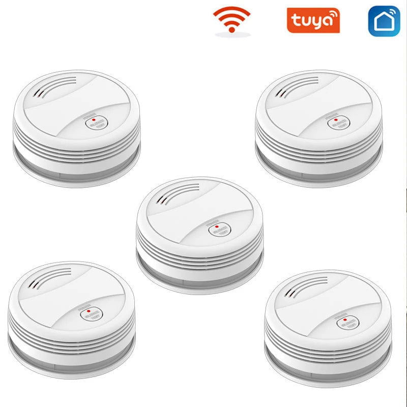 Tuya WiFi Smoke Alarm Fire Protection Smoke Detector Fire Alarm Home Security System Firefighters Smoke Sensor