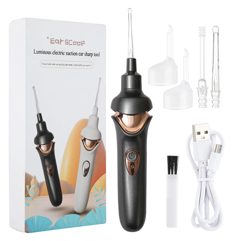 Electric Luminous Ear Wax Suction Remover Ear Pick Set Rechargeable LED Light Visual Ear Cleaner Tool For Children Adults