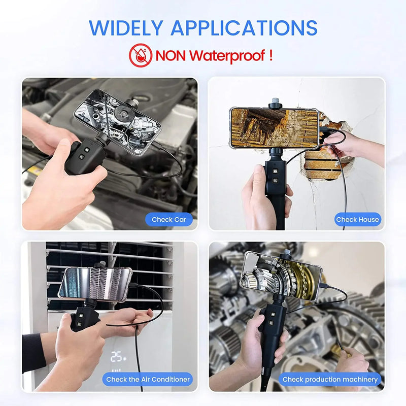 Two-Way 180° Articulating Borescope Camera 8.5MM /6.2MM Endoscope Snake Inspection Camera With Carring bag for iPhone Android