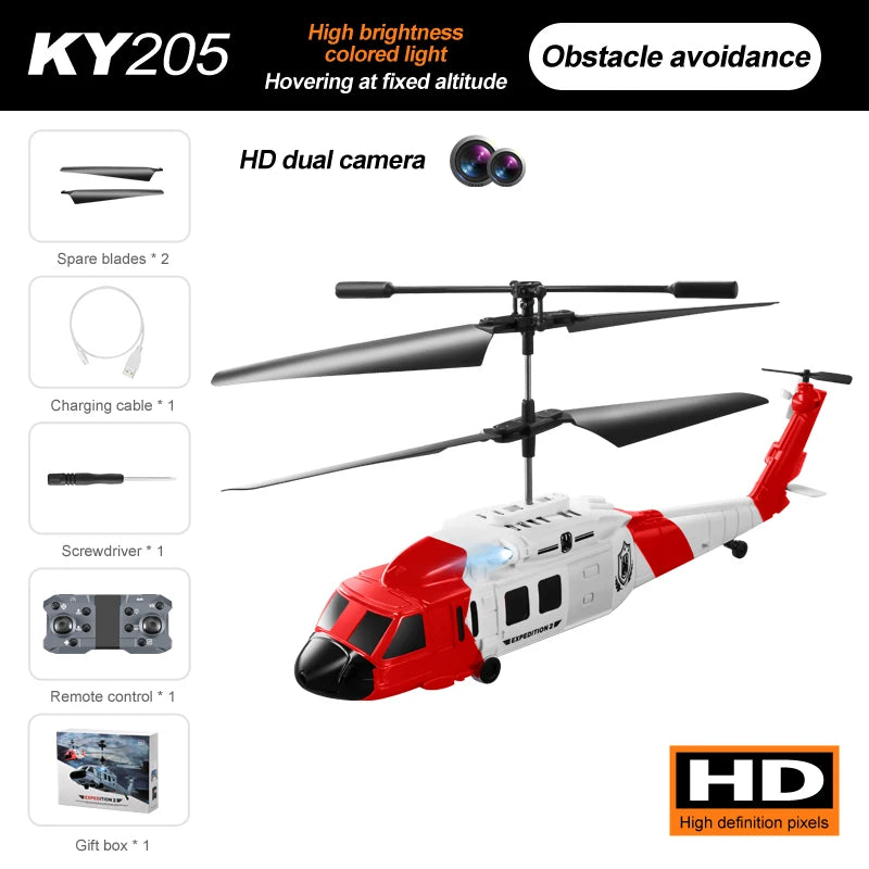 New! KY205 RC Helicopter Drone HD Dual Camera Avoid Obstacle Gesture Sensing Six-axis Remote Control Helicopter Toys for Boys