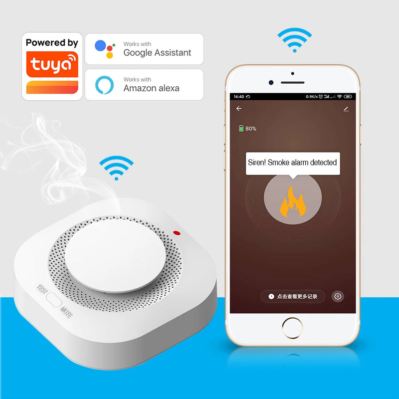 Tuya Zigbee Wifi Smoke Detector Sensor 80DB Alarm Fire Smart Smoke Detector Wifi Fire Protection Home Security Alarm Smart Life