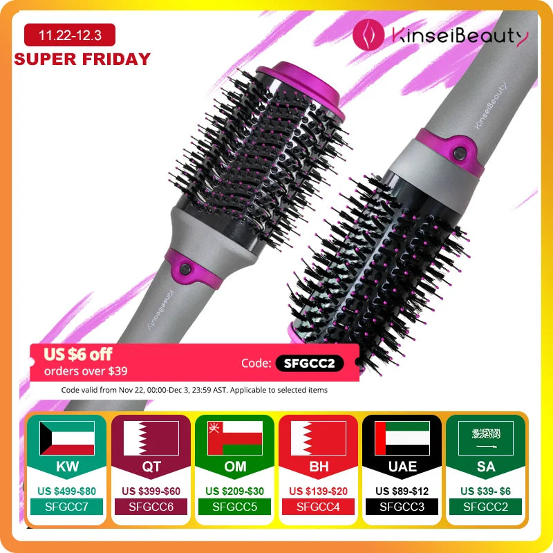 Kinseibeauty One Step  Hair Dryer Brush Hot Air Paddle Styling Brush Negative Iron Generator Curling Combair Straight hair comb