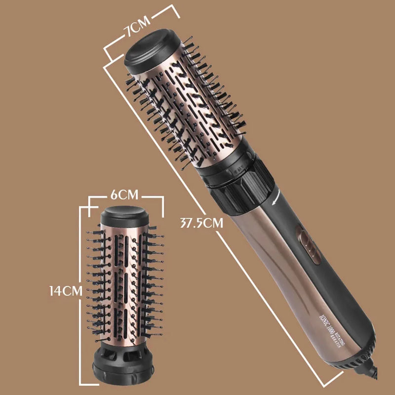 Automatic Rotating Hair Dryer Brush Electric Blow Comb Hot Air Straightener Curler One Step 2 Gears Blower Replaceable 2 Heads