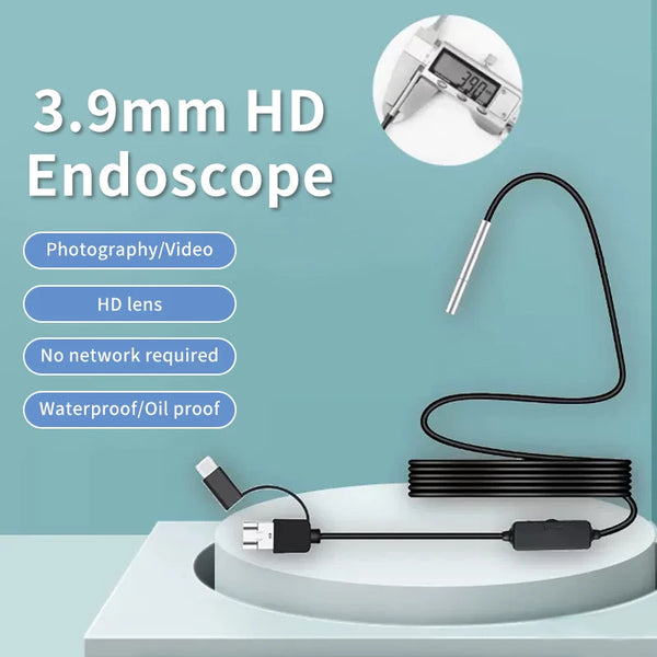 3In1 Endoscope Camera 720P Sewer Industrial Piping Car Inspection Endoscopic 3.9Mm For Usb Android Type C