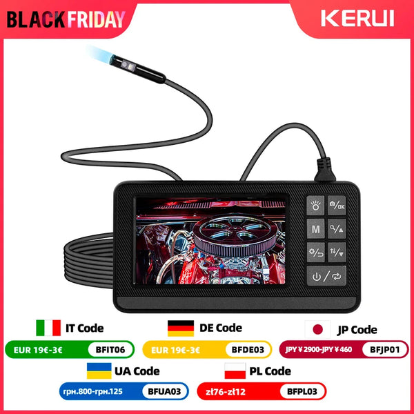 KERUI Dual&Single Lens Endoscope Camera with 1080P 4.3" IPS Screen IP67 Waterproof Car Pipe Inspection Borescope 2600mAh