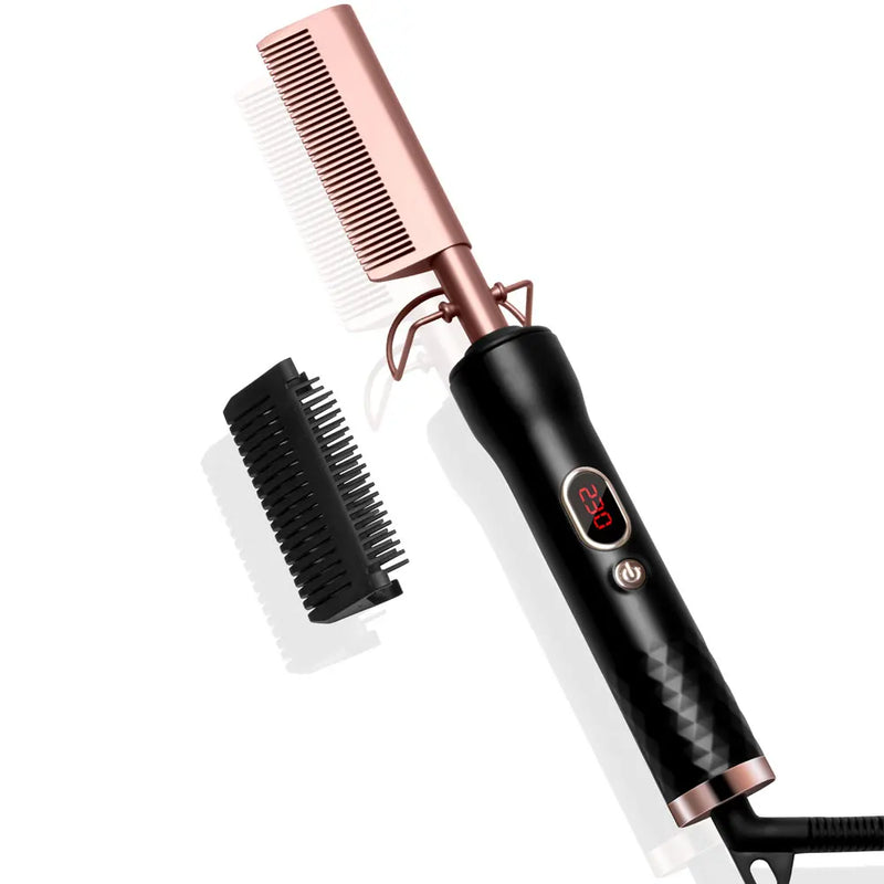 2 In 1 Electric Hot Heating Comb Hair Iron Straightening Brush Professional Hair Curler Straightener Wet Dry Brush Styling Tools