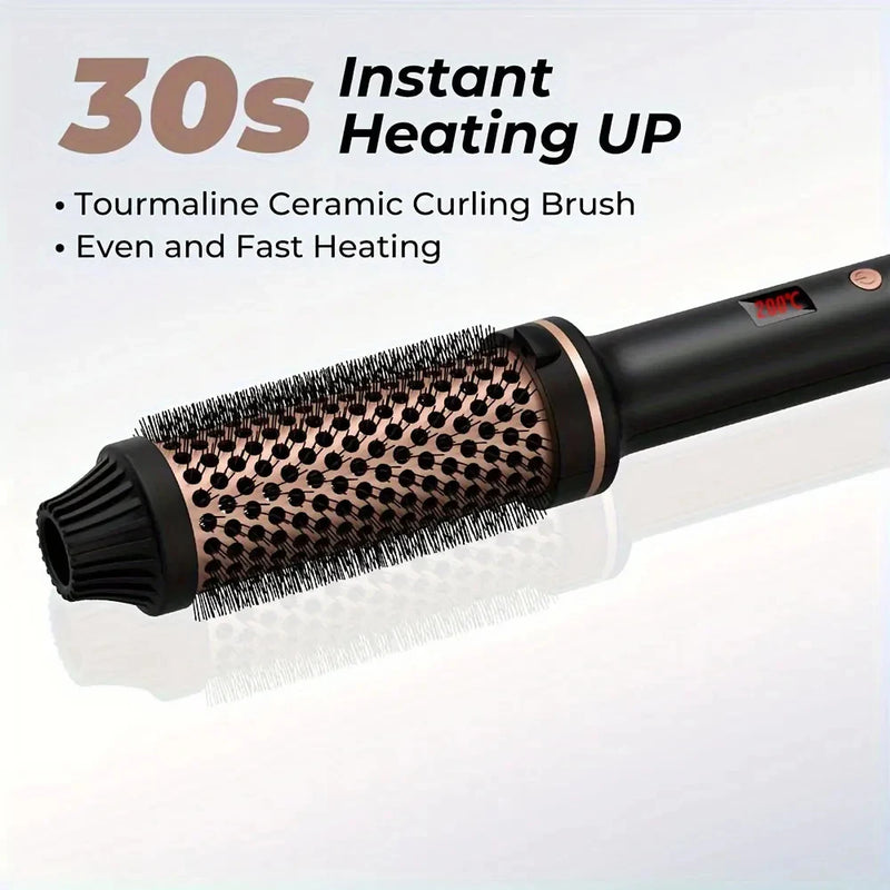 Thermal Brush Curling Iron 1.5 Inch Ceramic Tourmaline Ionic Hair Styler for Loose & Voluminous Curls, Hair straightening brush