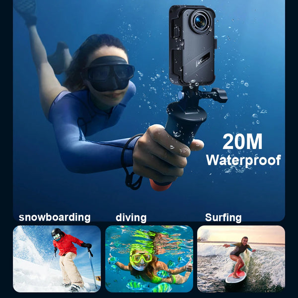 4K/60fps Action Camera WiFi Anti-shake Sports Camera 170° Wide  8X Zoom Pre Record Angle 20m Waterproof Outdoor Sport Camera