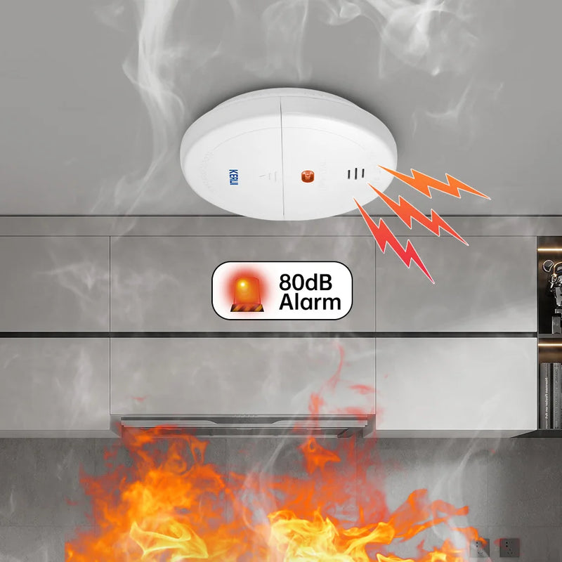 KERUI Wireless Home Smoke Detector 80db Fire Protection Firefighter Sensors Store House Security Alarm System