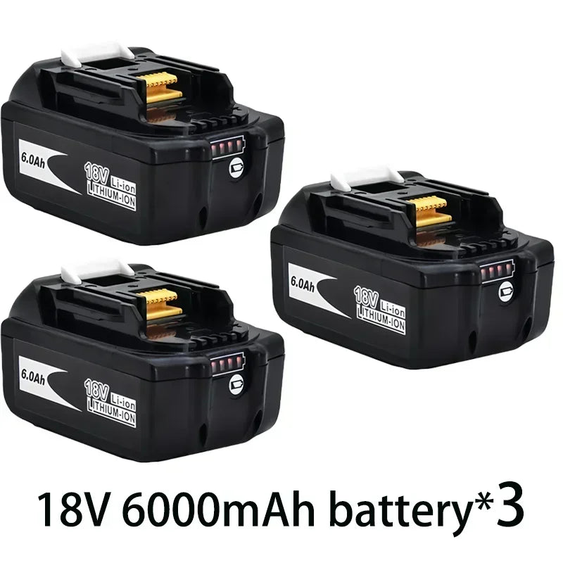 18V 6000mAh Rechargeable Power Tools Battery with LED Li-ion Replacement LXT BL1860B BL1860 BL1850+2A Charger