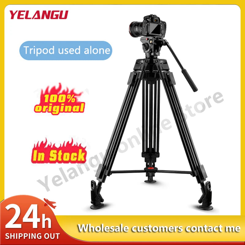 Professional Heavy Duty Video Tripod 75 Inches Aluminum Alloy 360 Degree Fluid Drag Head For Camcorder/dslr Head Camera Tripod