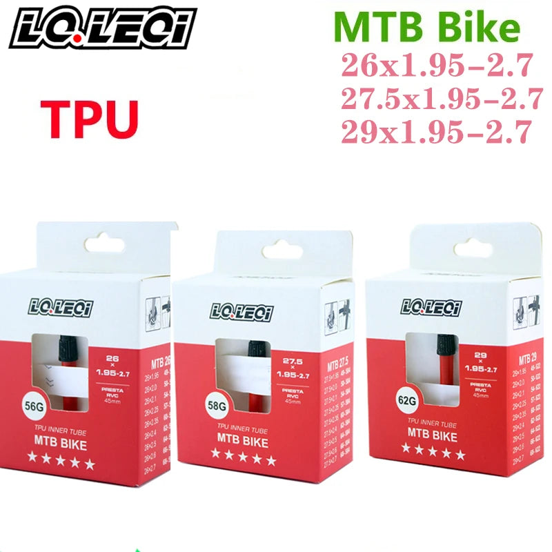 LQLEQI MTB 26 27.5 29 Bicycle Inner Tube Ultra Light Camera TPU 29x1.95 2.0 2.1 2.2 2.3 2.4 2.5 2. 6-inch mountain bike tires