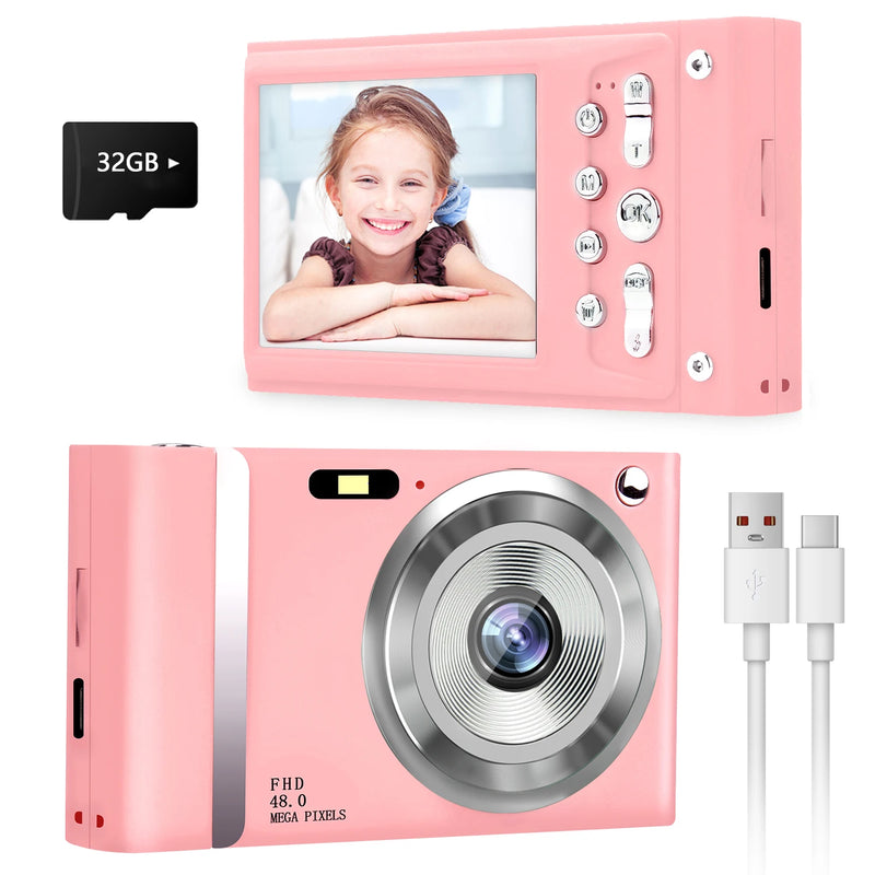 HD 48MP Digital Camera with 2.8" Large Screen Camcorder Camera  Children Camera 16x Zoom Anti Shake Portable Small Cam with 32GB