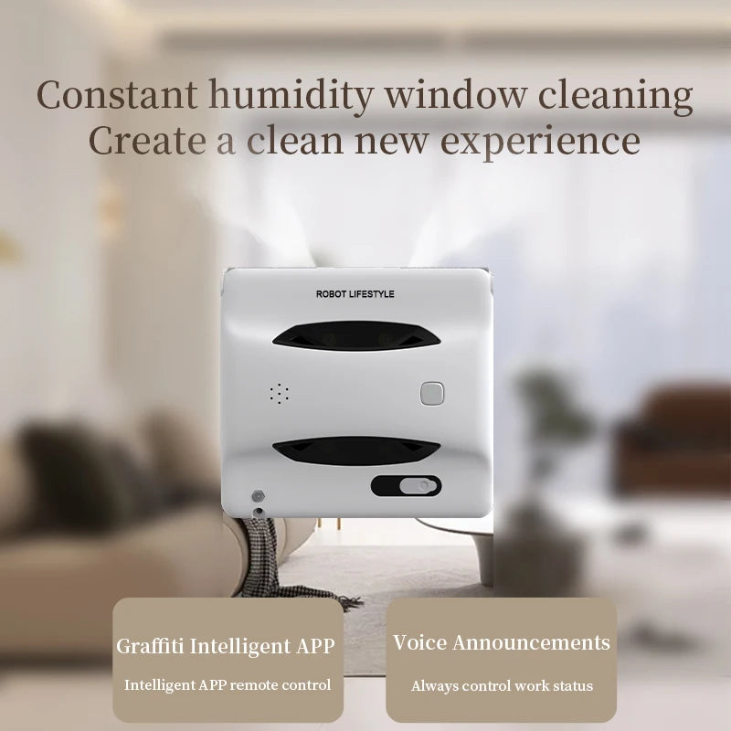 2024 Window Cleaning Robot Cleaner Dural Roller, Spot Clean, 30ML Water Tank Two sides 3 Holes Automatic Spary, Tuya App Control