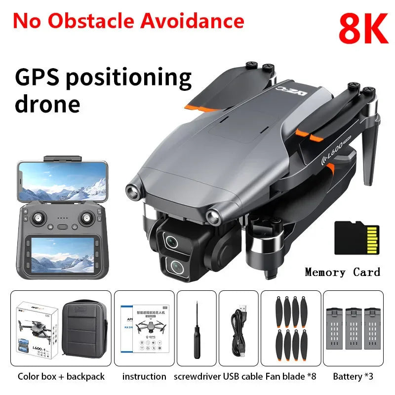 Brushless Obstacle Avoidance GPS Return Optical Flow 5G LCD WIFI FPV RC Drone 3KM 8K EIS Anti Shake Remote Control Quadcopter