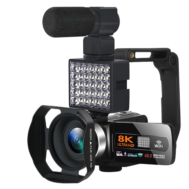 Full HD 8k Professional Video Camera 48MP WiFi Camcorder Digital 16X Zoom Streaming Auto Focus Cam