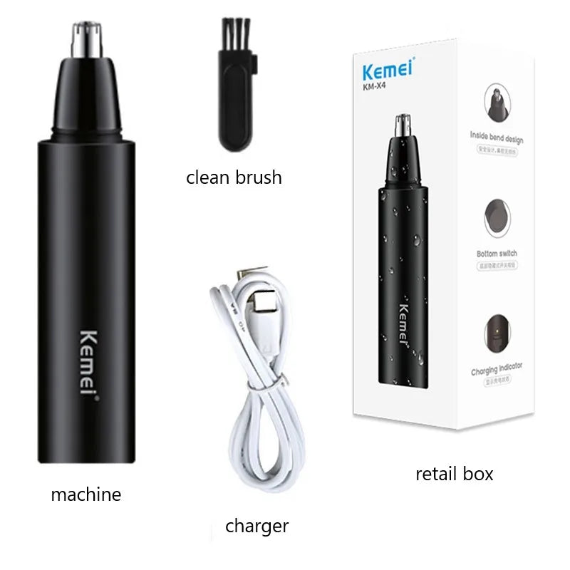 Original Kemei Professional Nose Trimmer For Men&Women Rechargeable Electric Ear Trimmer Nose Hair Removal Ear Cleaner Washable