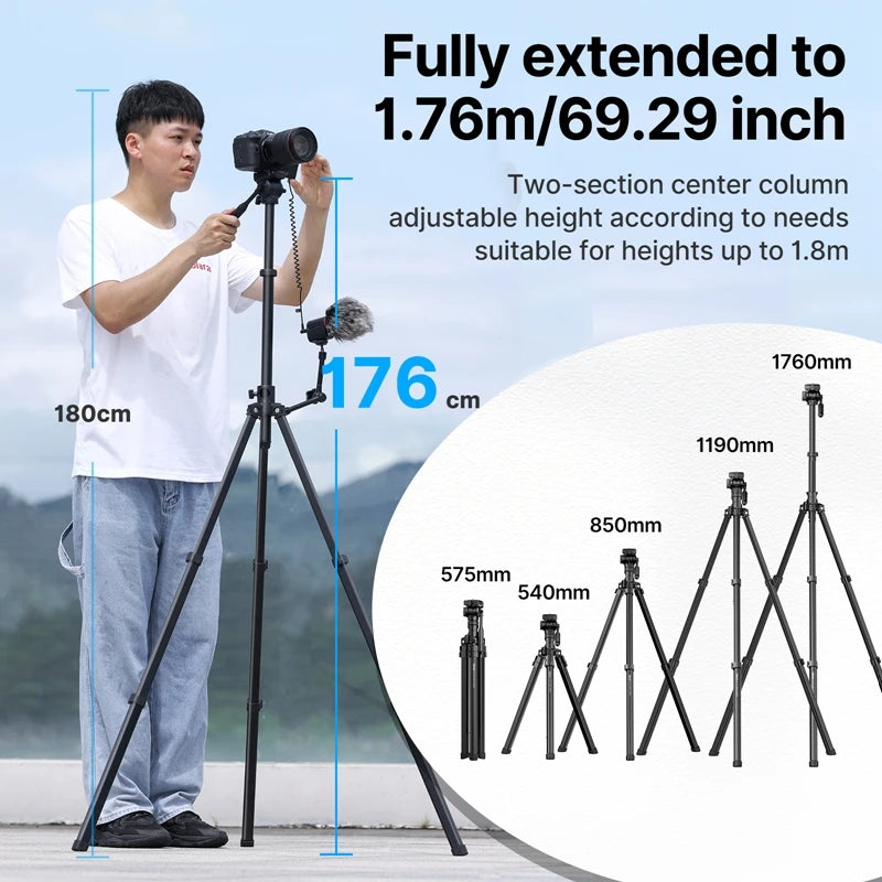 Original Ulanzi MT-65 1.76M Professional Tripod Bluetooth Remote Control Tripod For DSLR Camera Mobile Phone Canon Nikon Sony