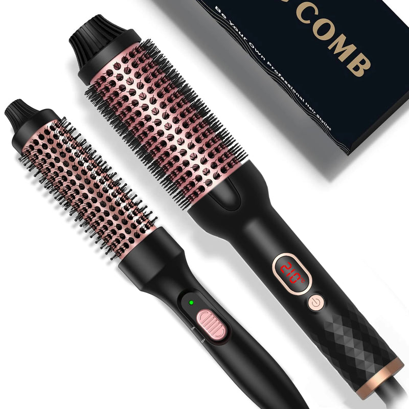 3In1 Dual PTC Fast Heating 210°C Ceramic Hair Curler Comb 32/38mm Fluffy Curling Wand Hot Brush Travel Curling Iron Straightener