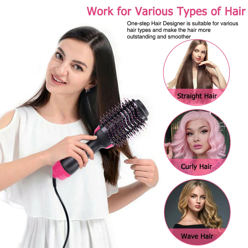 3 In 1 Hair Dryer Hot Air Brush Styler & Volumizer One Step Hair Straightener Curler Electric Blow Dryer Brush Wet And Dry Used