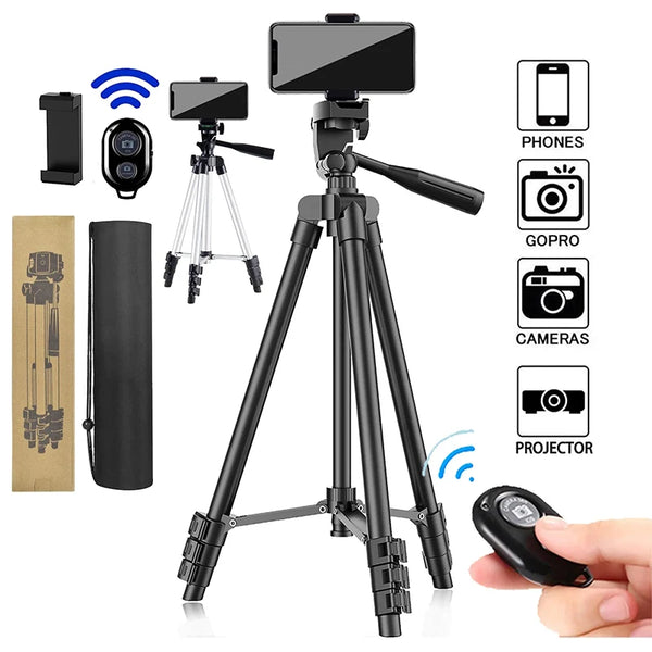 NA-3120 Phone Tripod Stand 102cm Universal DSLR Photography for Gopro iPhone Phone Aluminum Travel Tripod Par with Selfie Remote