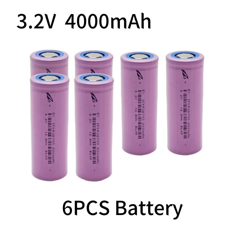 26700 3.2V 4000mAh LiFePO4 Rechargeable Battery lpega DIY Suitable for LED Flashlights and Lithium-ion Battery Packs