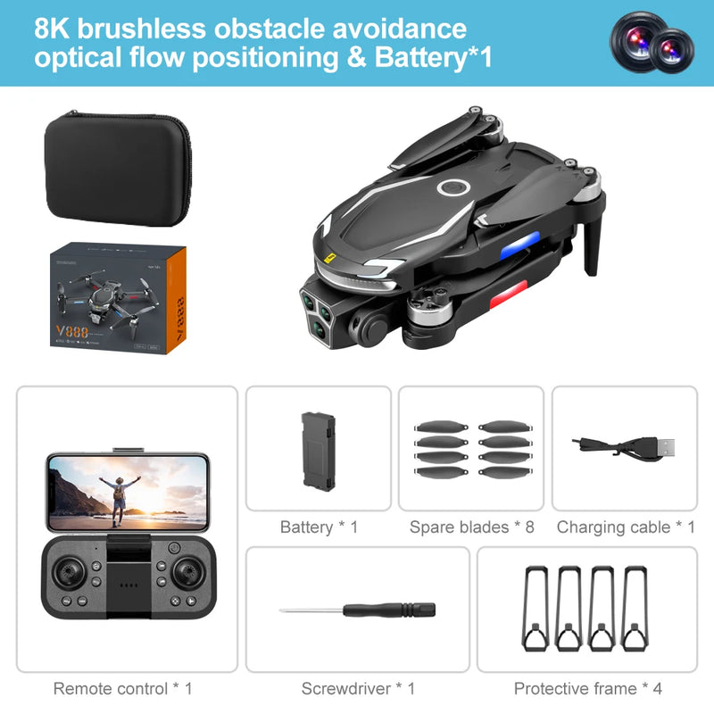 XIAOMI V888 Drone 4K GPS Triple Camera Professional Obstacle Avoidance Optical Flow Positioning Brushless Upgraded Quadcopter RC