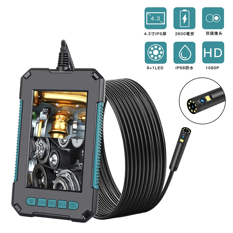 5.5/8mm 4.3in 1080P Single Dual Lens Automotive Endoscope For Cars Mobile Inspection Device Tools Stethoscope Boroscope Camera