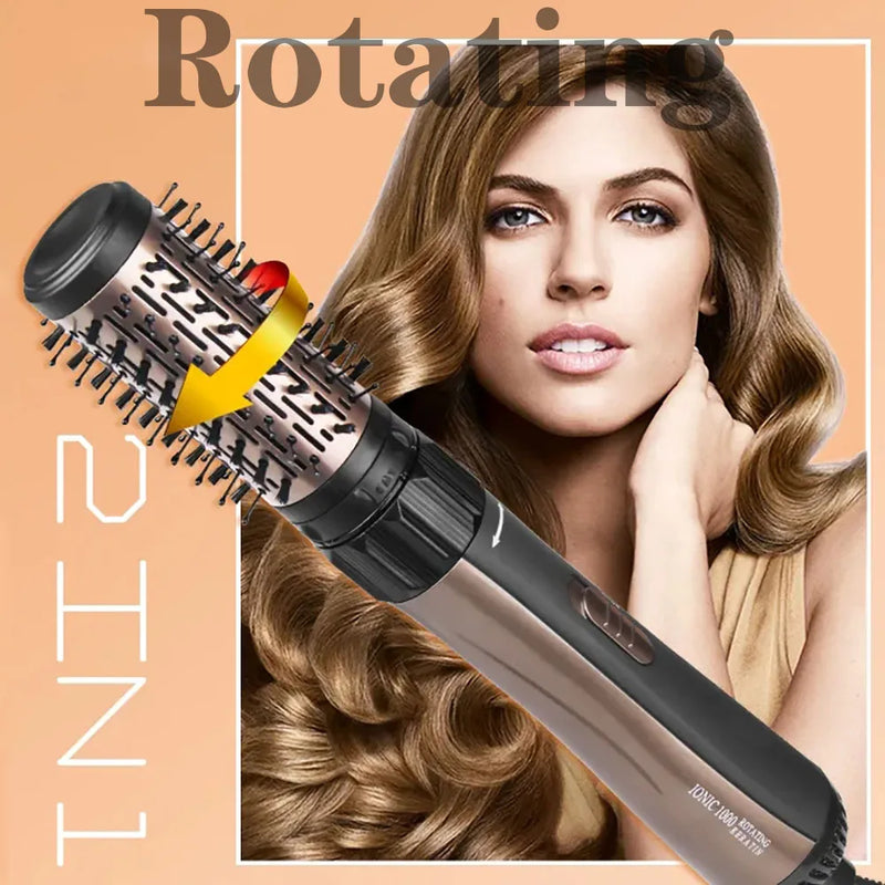 Automatic Rotating Hair Dryer Brush Electric Blow Comb Hot Air Straightener Curler One Step 2 Gears Blower Replaceable 2 Heads