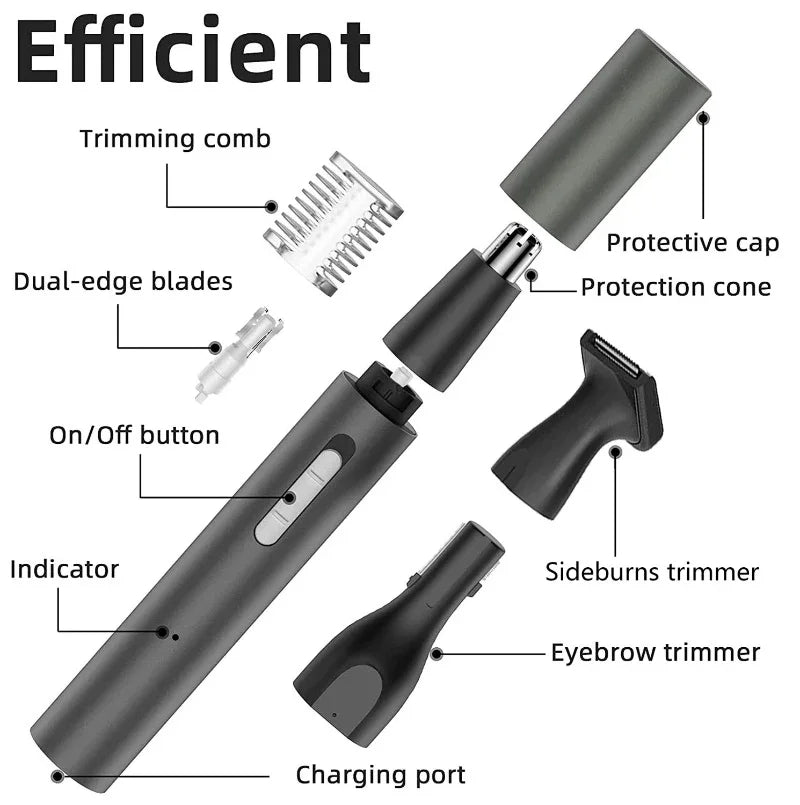 Electric Nose Hair Trimmer 3 in 1 USB Rechargeable Multifunctional Waterproof Hair Trimming Eyebrows Ears Beard Available