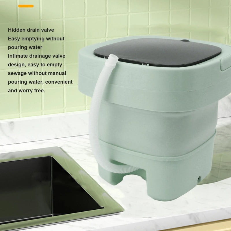 6L Portable Washing Machine Folding Large Capacity Clothes Spin Dryer Bucket Travel Underwear Socks Ultrasonic Mini Washer