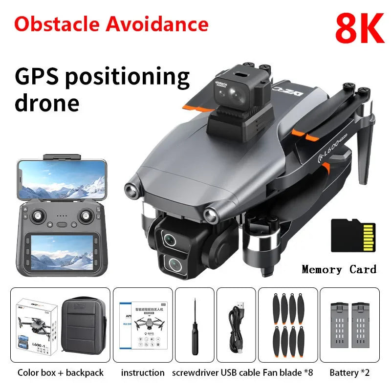 Brushless Obstacle Avoidance GPS Return Optical Flow 5G LCD WIFI FPV RC Drone 3KM 8K EIS Anti Shake Remote Control Quadcopter