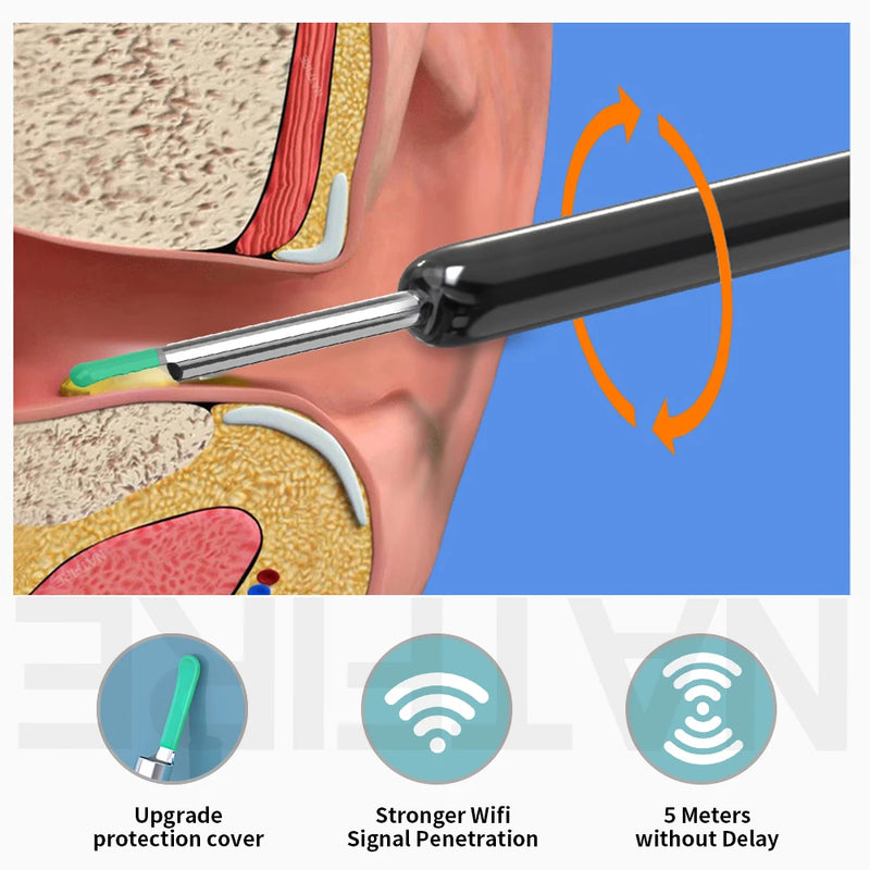 Smart Visual Ear Cleaner HD Ear Sticks Otoscope USB C Charging Endoscope Wax Removal Tool Earpick MIni Camera Health Care Set