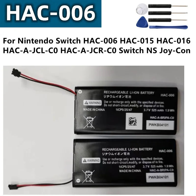 2pcs/lot HAC-006 HAC006 525mAh Battery for Nintendo Switch HAC 006 HAC-015 HAC-016 HAC-A-JCL-C0 HAC-A-JCR-C0 Switch NS Joy-Con