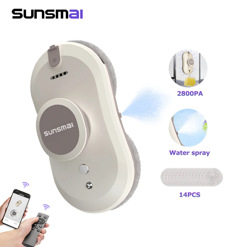 SUNSMAI Home Window Cleaning Robot Automatic Water Spray Window Glass Vacuum Cleaner Remote Control Glass Wall Cleaning Machine