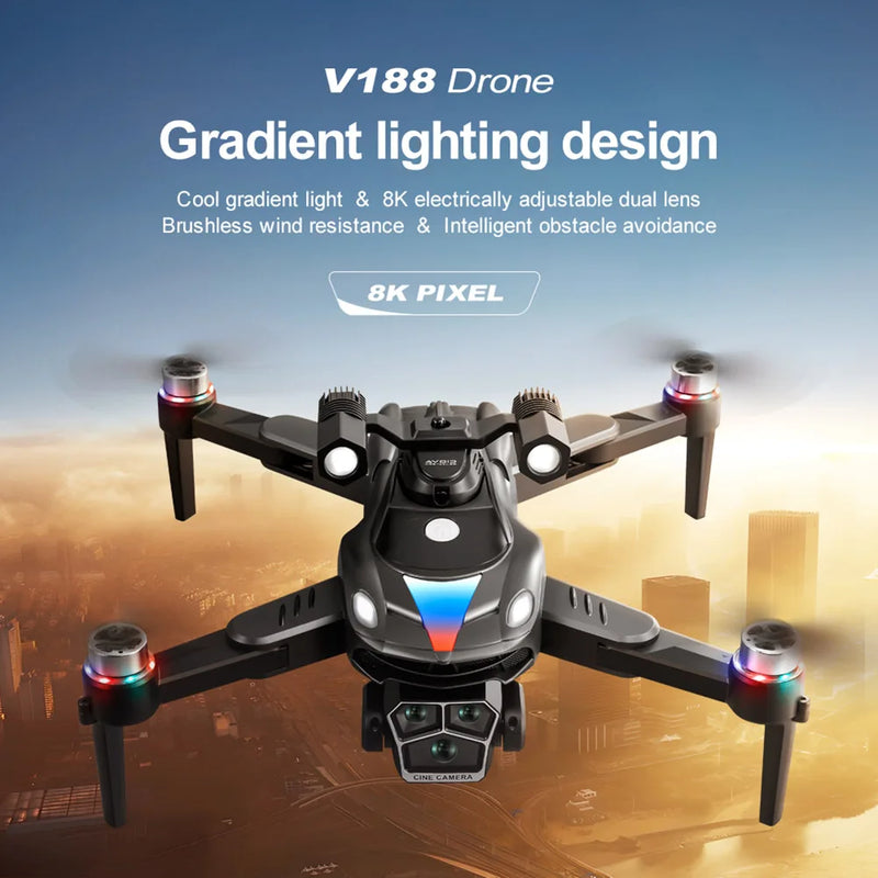 8K HD Dual Camera Foldable Drone Obstacle Avoidance Optical Flow Positioning RC Quadcopter Brushless Motor Drone