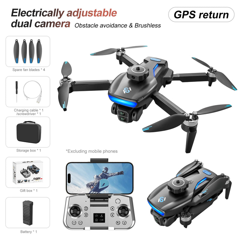 S181 GPS Mini Drone 8K Professional FPV Dron with 4k Camera RC Quadcopter Photography Aerial Aircraft Helicopter Brushless Toys