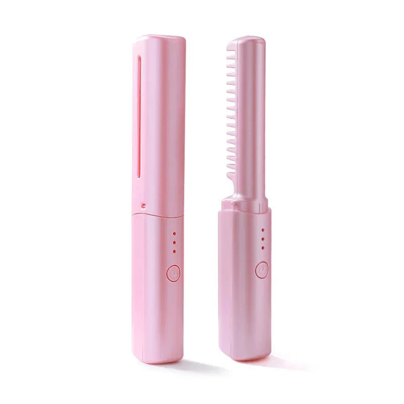 Portable Wireless Electric Hair Brushes Heating Straight Curly Negative Ion Hot Straightener Comb USB Charge Home Travel Women