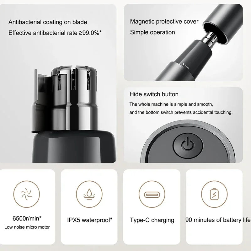 NEW XIAOMI Mijia Electric Nose Hair Trimmer Rechargeable Ear Nose Hair Clipper Portable Painless Eyebrow Trimmer for Men