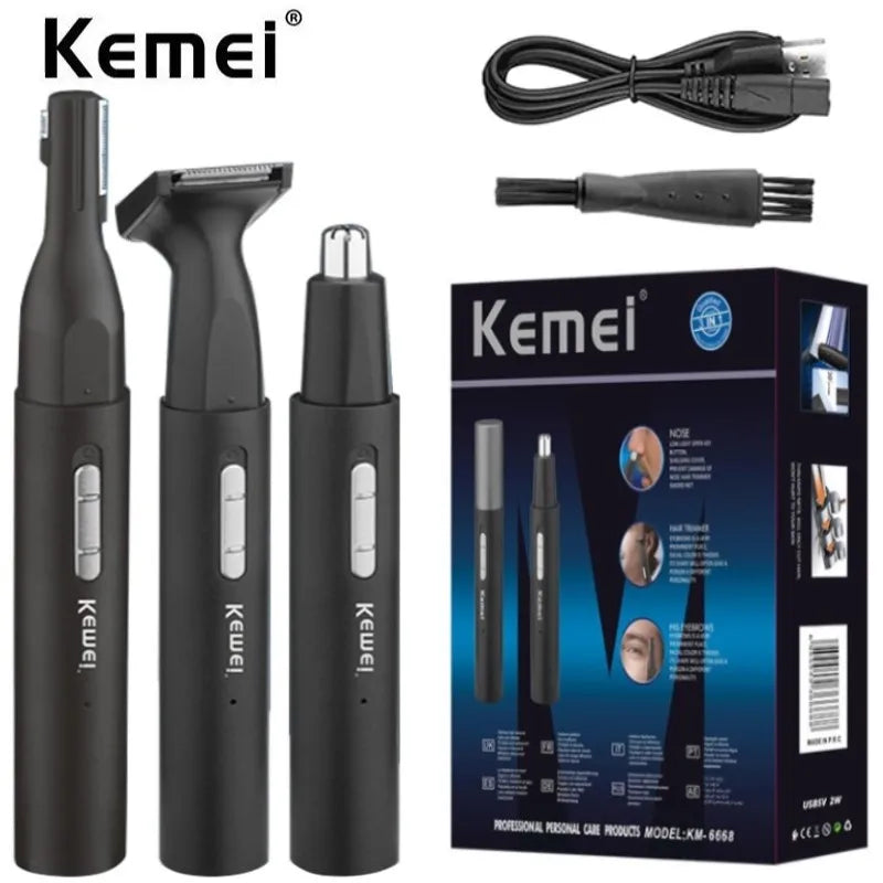 Kemei 6668 All In One Pen Nose Hair Trimmer For Men Women Electric Beard Trimmer Facial Body Eyebrow Ear Neckline Bikini Lines