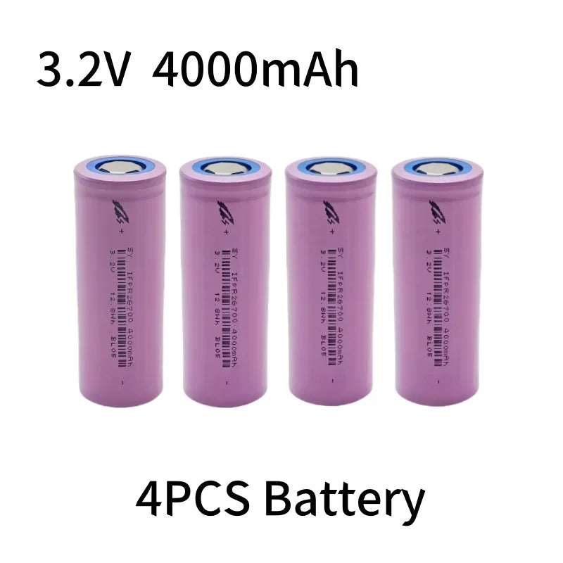 26700 3.2V 4000mAh LiFePO4 Rechargeable Battery lpega DIY Suitable for LED Flashlights and Lithium-ion Battery Packs