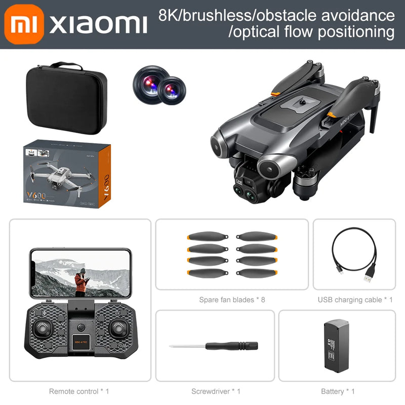 Xiaomi V600 Drone 8K Mini 4 Professional HD Dual Cameras Optical Flow Positioning Auto Avoidance WIFI UAV GPS Quadcopter 10000M