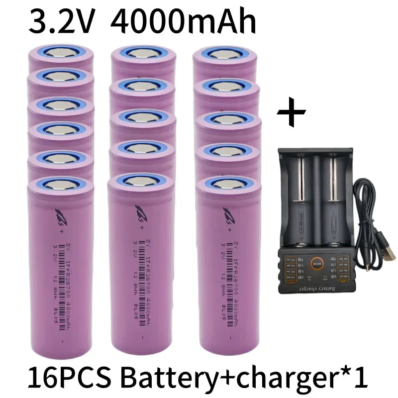 26700 3.2V 4000mAh LiFePO4 Rechargeable Battery lpega DIY Suitable for LED Flashlights and Lithium-ion Battery Packs