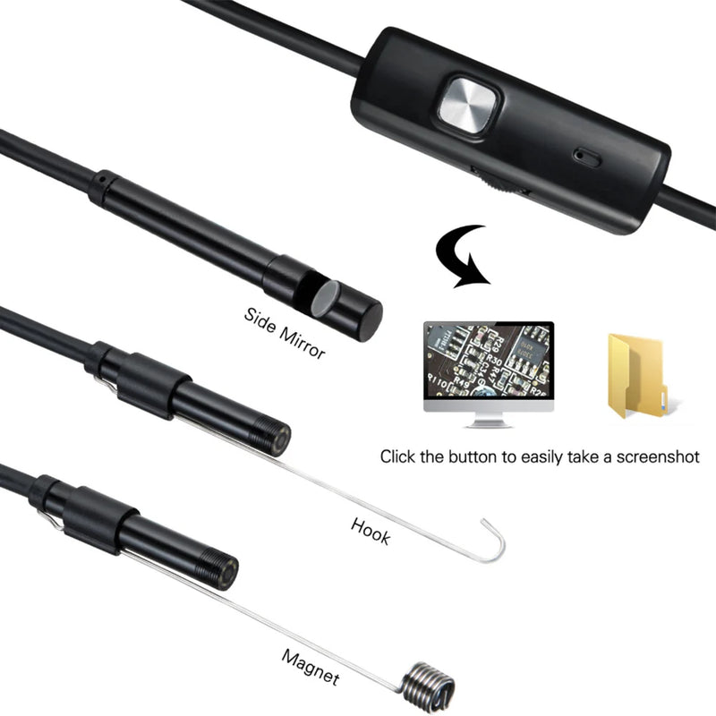 3 In 1 Mini Endoscope Camera Android Micro USB Type-C 7mm Borescope Waterproof LED Car Inspection for Laptop PC Samsung Huawei