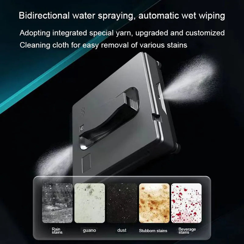 PuRuiKai Robot Window cleaner,Dual Water Spray,Smart Memory,High Vacuum Suction, Laser Sensor, Home Wall Glass Cleaning Robot